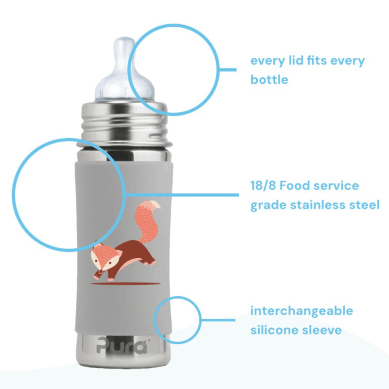 Pura Kiki® tåteflaske stål 325 ml rev