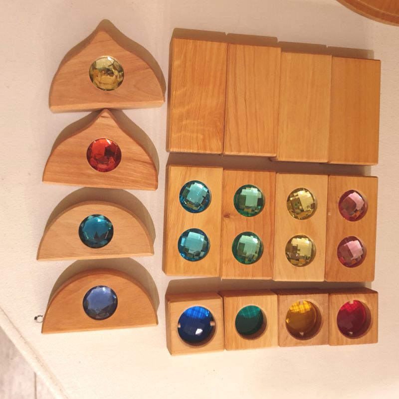 Bauspiel miks blandede klosser med glittersteiner 16 stk.