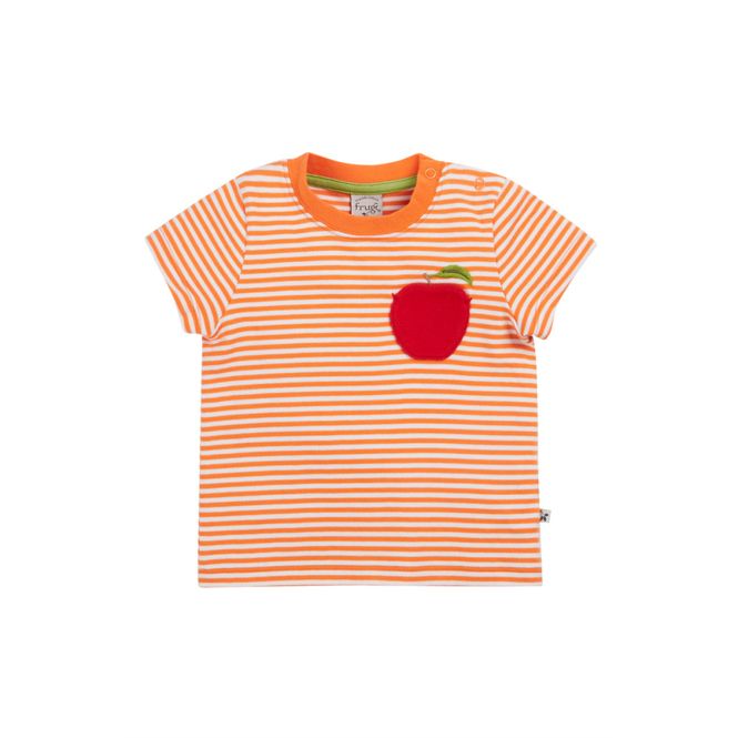Hovedbilde Frugi t-skjorte eple striper oransje - 3-4 år