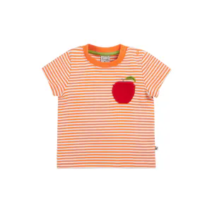 Hovedbilde Frugi t-skjorte eple striper oransje - 3-4 &aring;r