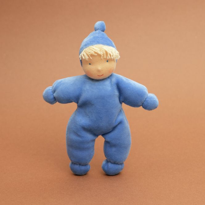 Hovedbilde Käthe Kruse liten waldorfdukke Lolo blå 21 cm