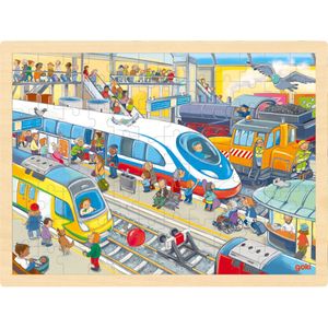 Hovedbilde Goki puslespill i treramme togstasjon 96 brikker
