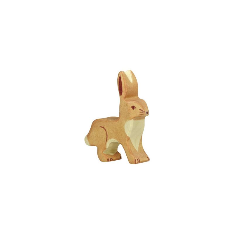 Holztiger hare med ørene opp