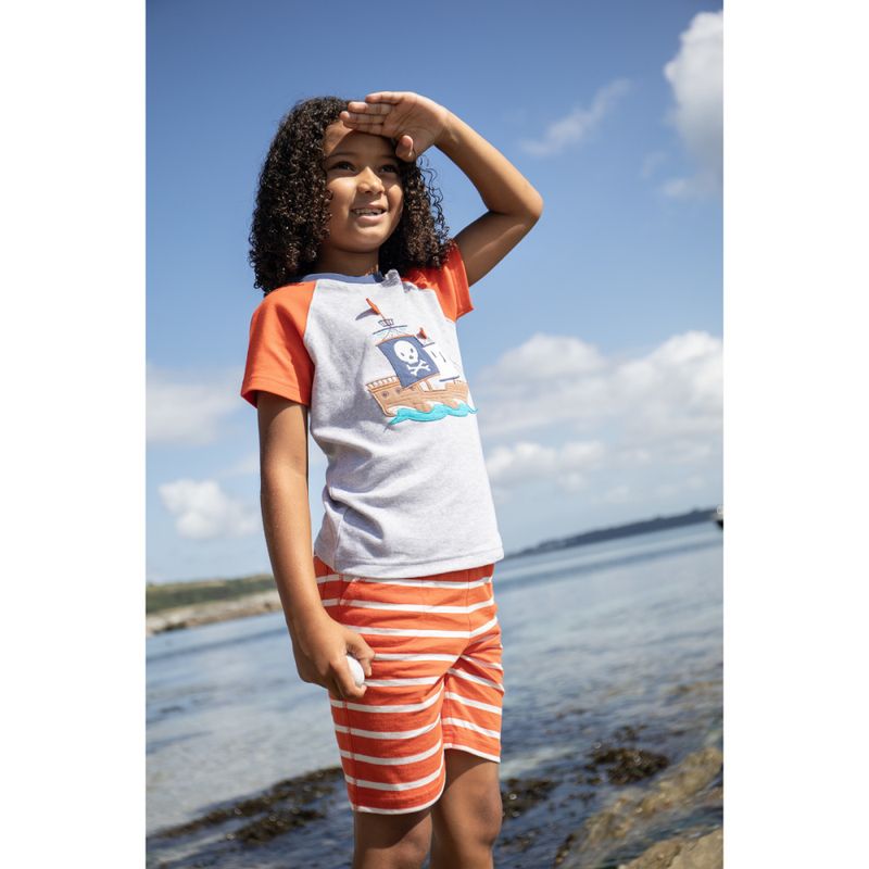 Frugi shorts striper oransje