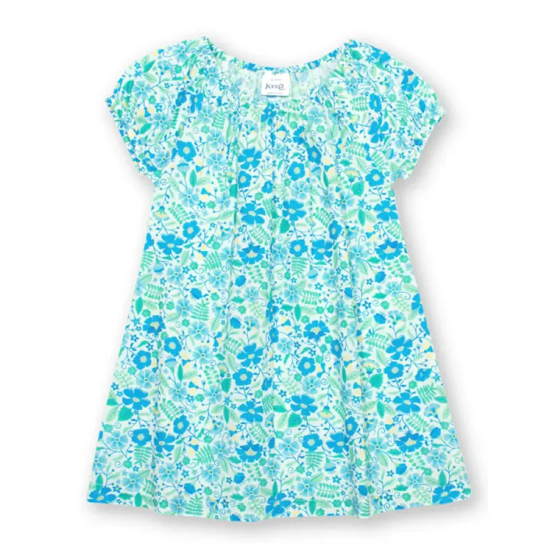 Kite babykjole blå blomstrete