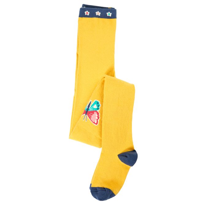 Hovedbilde Frugi strømpebukse sommerfugl gul