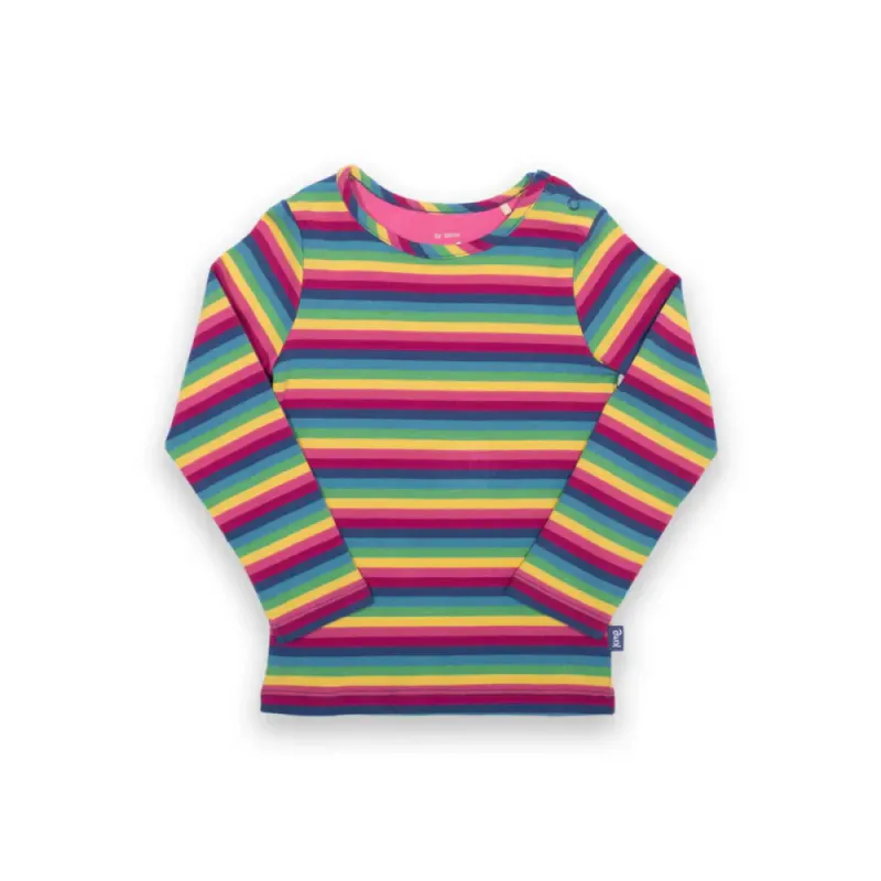 Kite langermet trøye regnbuestriper rosa (2025) - kun 92