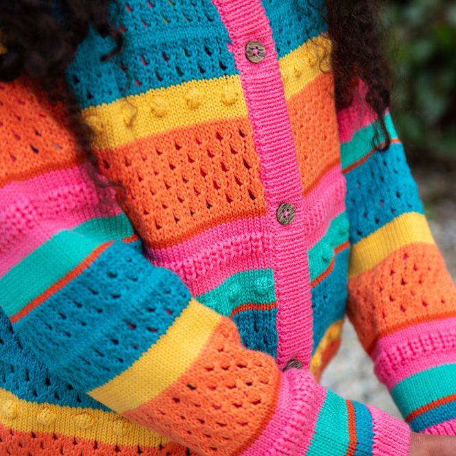 Hovedbilde Frugi strikket cardigan striper/rosa - kun 7-8 år
