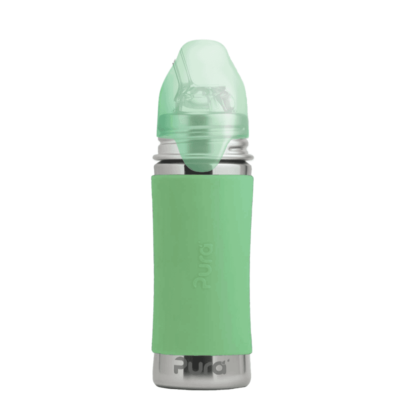 Pura Kiki® sugerørflaske baby stål 325 ml Moss
