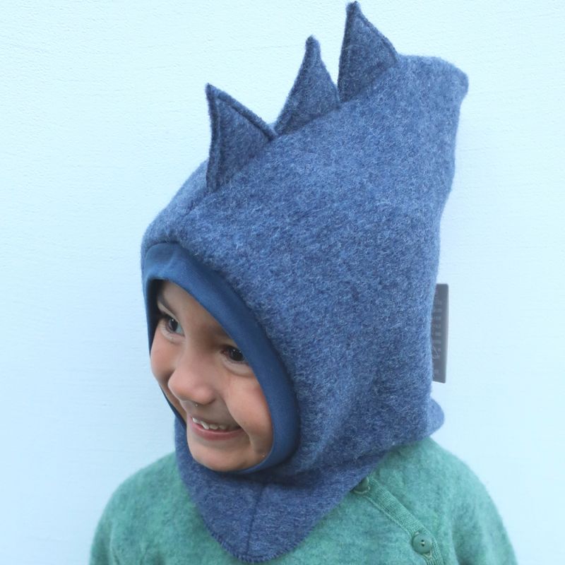 Pure Pure balaklava kokt ull blå drage/dino